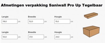 Afmetingen verpakking saniwall pro up tegelbaar